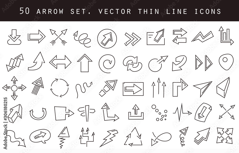 vector line arrow icons set