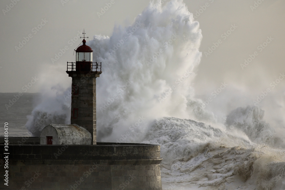 Stormy lighthouse with interesting light