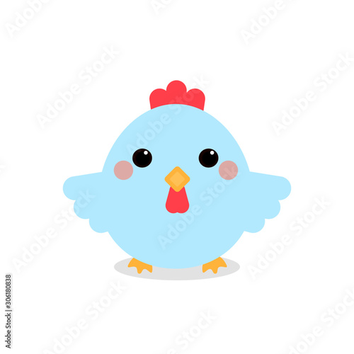 This is chicken in egg hell on background. Vector cute cartoon illustration.