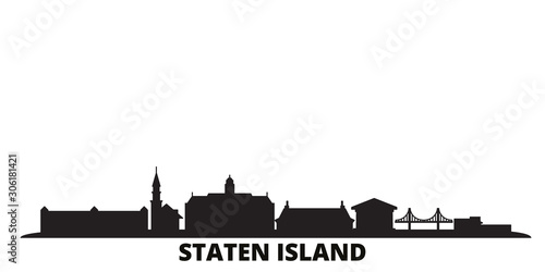 United States, New York Staten Island city skyline isolated vector illustration. United States, New York Staten Island travel cityscape with landmarks photo