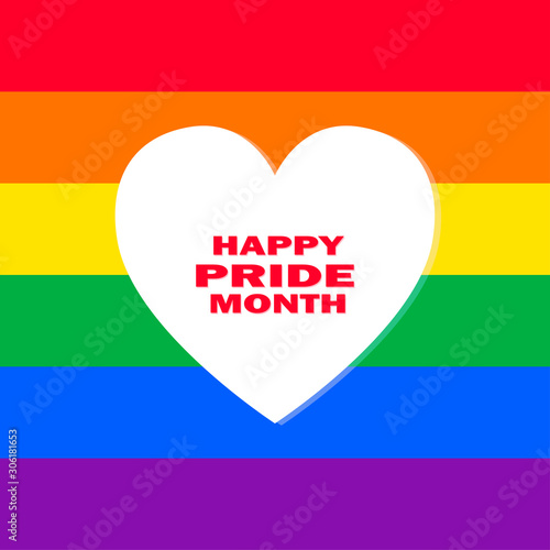 Free Download LGBT world pride day. Happy pride  month - rainbow background with heart. Equal rights of sexual minorities. Vector illustration flat design - idea for a banner. - GFXLoad