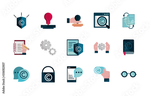 property intellectual copyright icons set
