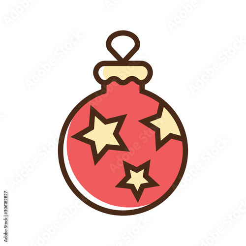 Color icon toy with stars on Christmas tree