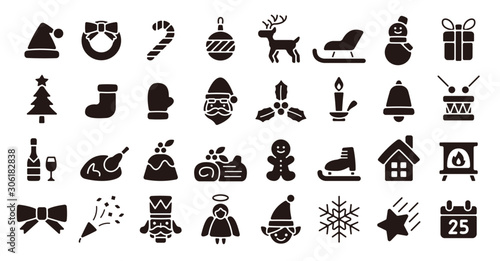Christmas Icon Set (Flat Silhouette Version)