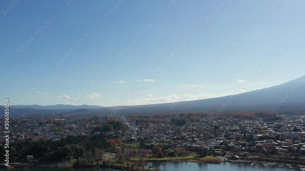 Aerial view of Mt. Fuji and lake Kawaguchiko at morning Aerial view of Mt. Fuji and lake Kawaguchiko at morning