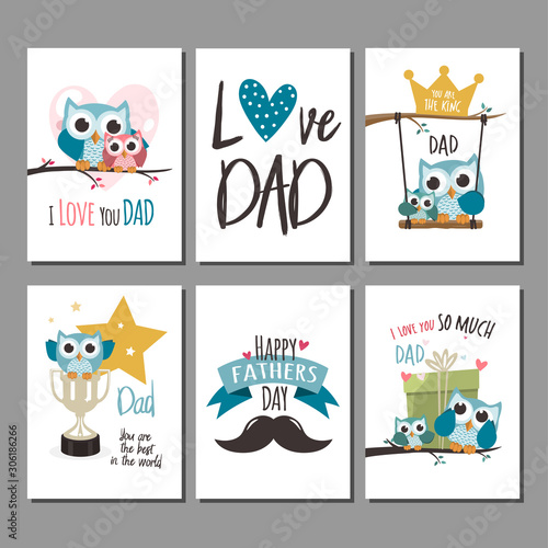 Fathers day greeting cards set