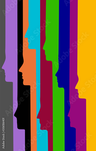 people profiles in many color, crowd concept,