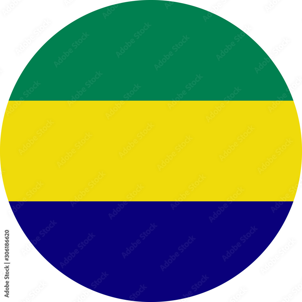 Gabon round flag icon vector
