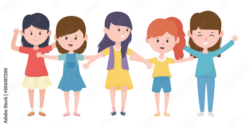 happy group women cartoon characters design happy group women cartoon characters design