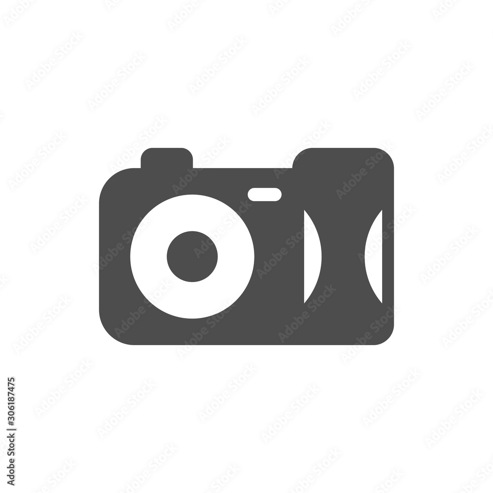 Portable camera glyph icon and photography concept Portable camera glyph icon and photography concept