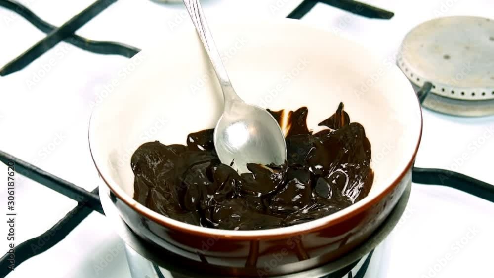 Melting chocolate over pan of simmering water Melting chocolate over pan of simmering water