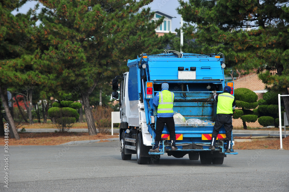 Garbage truck on the road