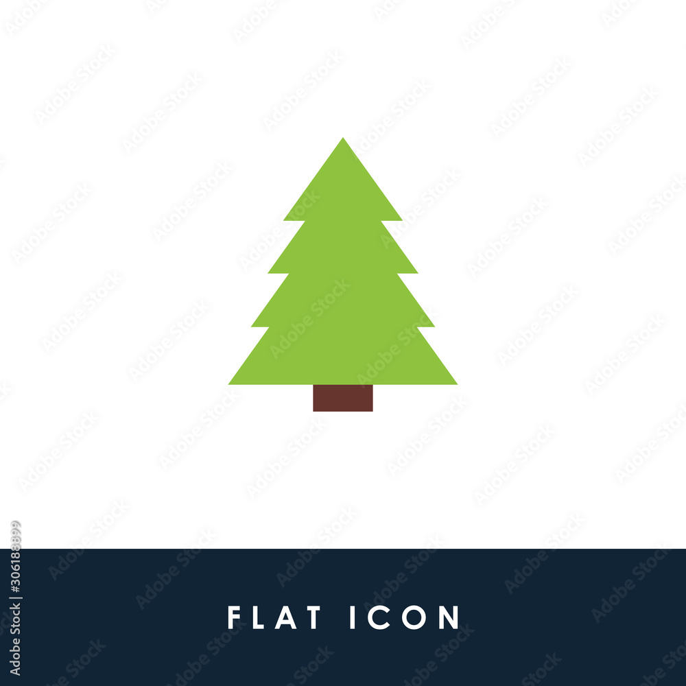 Flat Icon Christmas Tree Illustration Vector Design. Using For Banner, Postcard Flat Icon Christmas Tree Illustration Vector Design. Using For Banner, Postcard