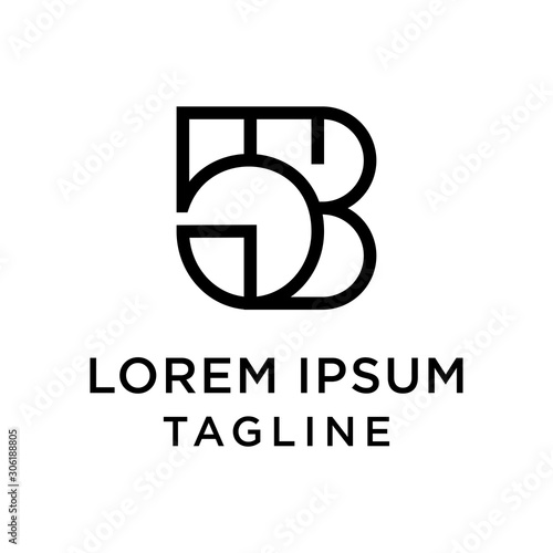 initial letter logo 5B, B5 logo template