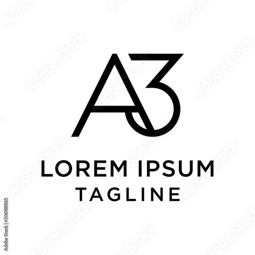 initial letter logo 3A, A3 logo template