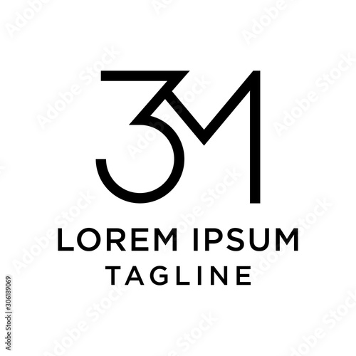 initial letter logo 3M, M3 logo template