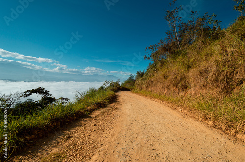 caminos rurales de los andes, amanecer a 1500 metros sobre el nivel del mar photo