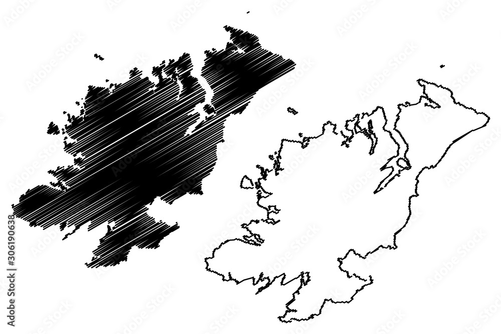 Ταπετσαρία Donegal County Council (Republic of Ireland, Counties of Ireland) map vector illustration, scribble sketch Donegal map