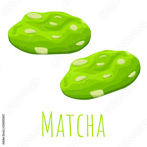 Matcha green tea flavor cookie, cartoon isolated vector illustration, realistic icon.