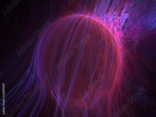 Quadro su tela Abstract Spherical Shape 3D Illustration - Colorful gradients of light warped into the shape of a sphere