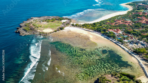 A beautiful aerial view of Nusa Dua beach in Bali, Indonesia