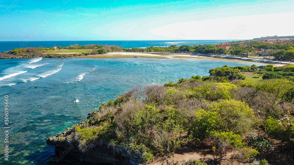 A beautiful aerial view of Nusa Dua beach in Bali, Indonesia A beautiful aerial view of Nusa Dua beach in Bali, Indonesia