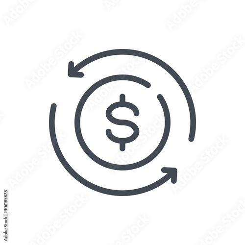 Cashback line icon. Money transfer vector outline sign.