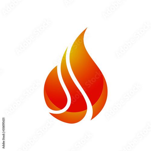 Flame logo design. Fire icon, oil and gas industry symbol isolated on white background