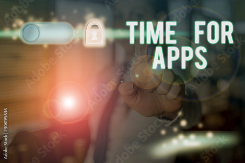 Text sign showing Time For Apps. Business photo text The best fullfeatured service that helps communicate faster photo