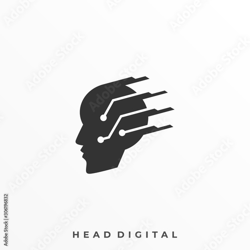 Head Technology Illustration Vector Design Template