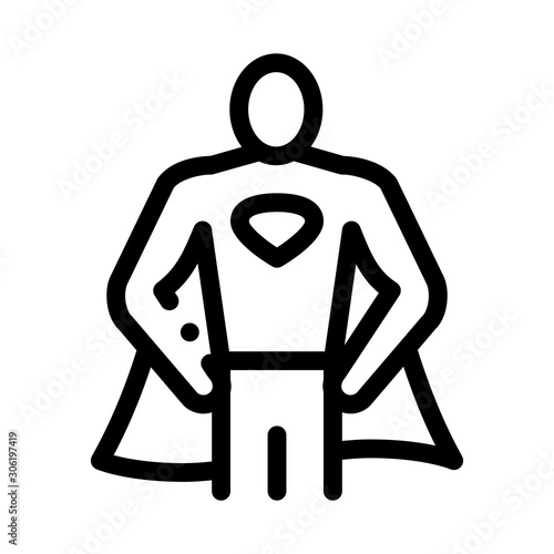 Superman Full Growth Icon Vector. Outline Superman Full Growth Sign. Isolated Contour Symbol Illustration
