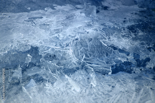 ice surface with winter patterns blue-white, new year