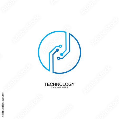Wallpaper Mural circuit technology logo vector template-vector Torontodigital.ca