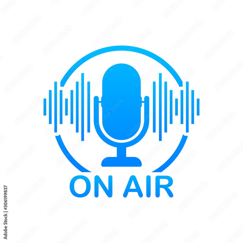 Podcast icon like on air live. Podcast. Badge, icon, stamp, logo. Radio  broadcasting or streaming. Vector stock illustration. Stock Vector | Adobe  Stock