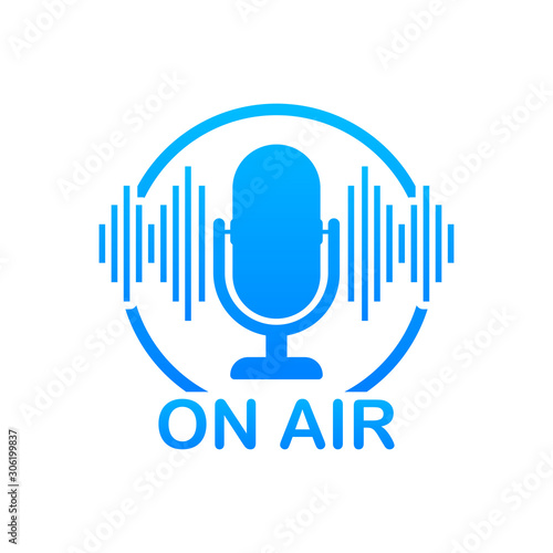 Podcast icon like on air live. Podcast. Badge, icon, stamp, logo. Radio  broadcasting or streaming. Vector stock illustration. vector de Stock |  Adobe Stock