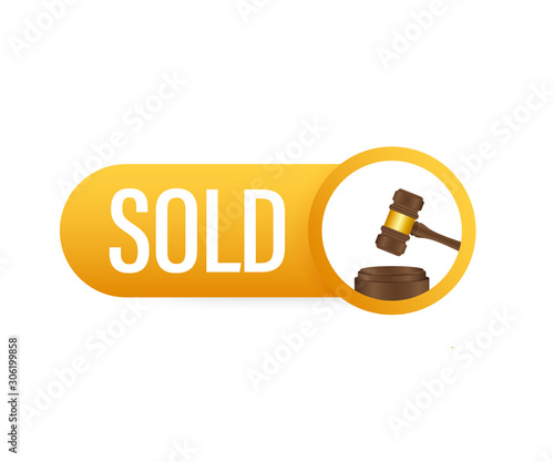 Auction hammer icon. Flat style design. Vector stock illustration.