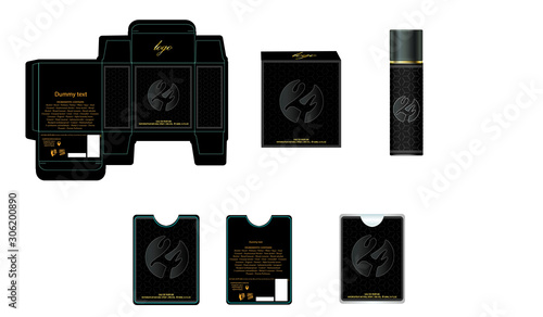 Packaging design, luxury perfume box,  pocket perfume and deo design template and mock up box. Illustration vector.