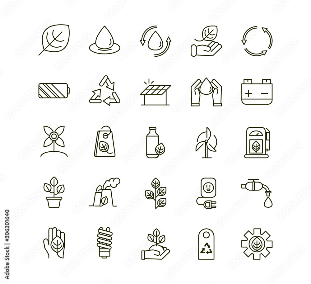 environment ecology icons collection line environment ecology icons collection line