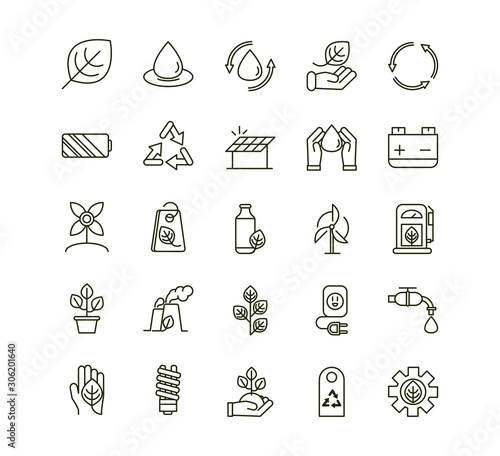 environment ecology icons collection line