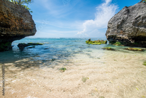 Fototapeta Naklejka Na Ścianę i Meble -  A beautiful view of Padang Padang beach in Bali, Indonesia