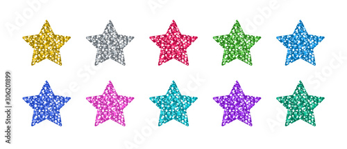 Glitter Star Set In Differently Colors