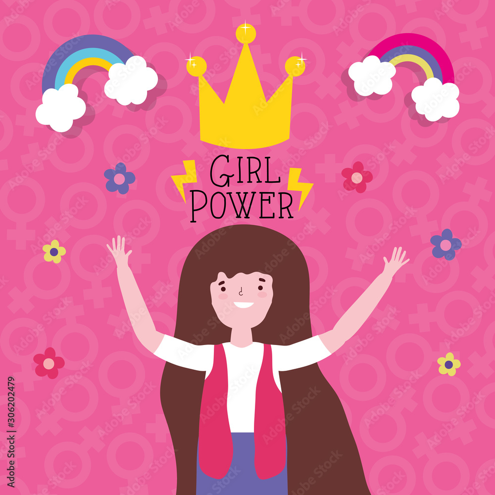 Girl cartoon of power and strong concept vector design Girl cartoon of power and strong concept vector design