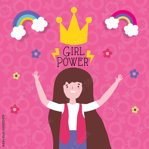 Girl cartoon of power and strong concept vector design