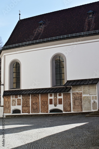 Left view of the road past the parish church near the castle.