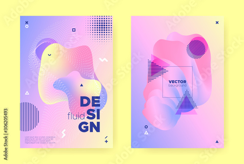 Pastel Fluid Poster. Rainbow Hologram Background. 