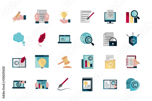 property intellectual copyright icons set