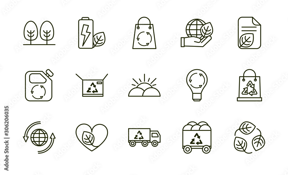 environment ecology icons collection line