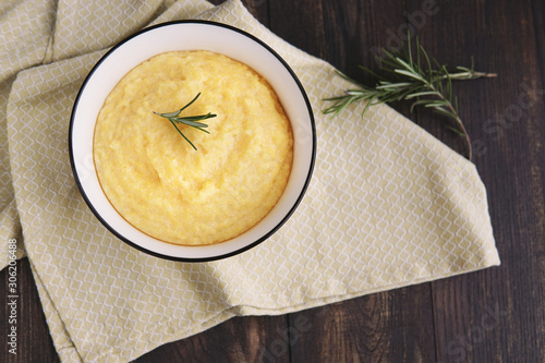 Canvastavla Creamy corn traditional polenta or mamaliga with butter