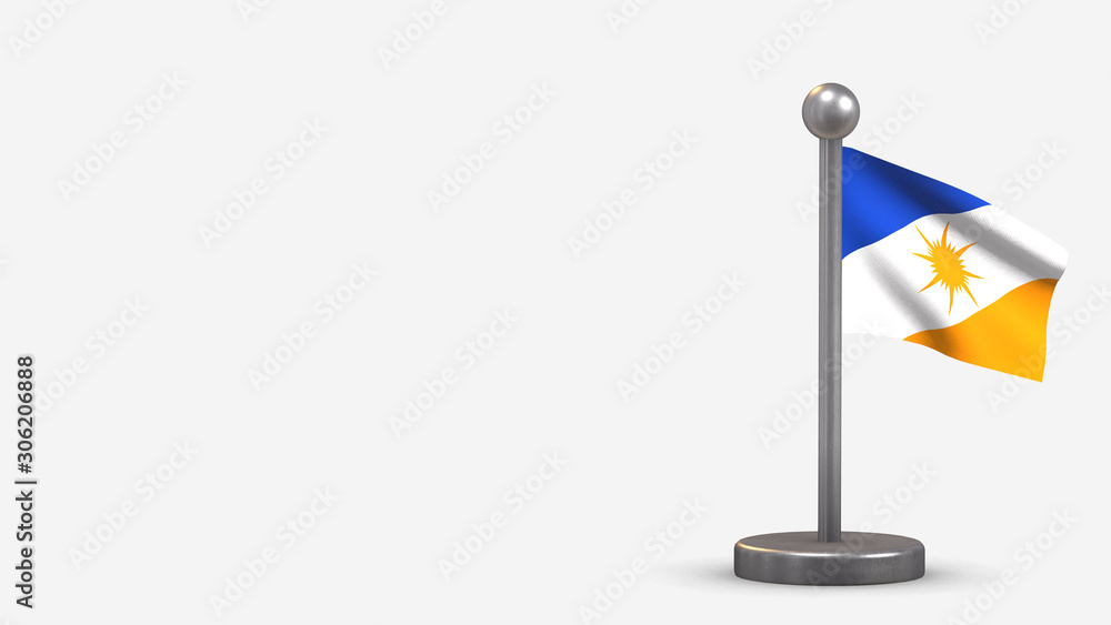 Tocantins 3D waving flag illustration on tiny flagpole. Tocantins 3D waving flag illustration on tiny flagpole.