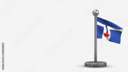 Toronto Flag 3D waving flag illustration on tiny flagpole.